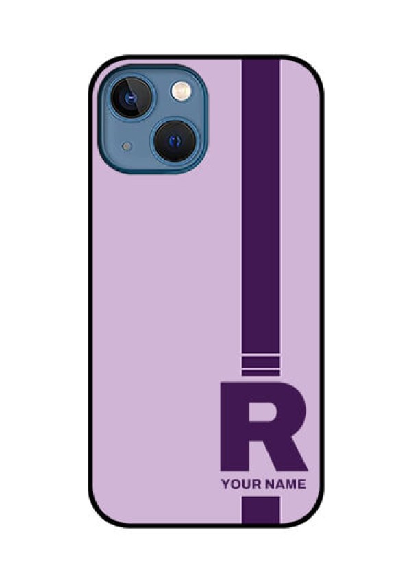 iPhone 13 Mini Photo Printing on Glass Case - Simple dual tone stripe with name Design
