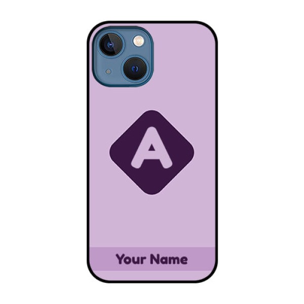 iPhone 13 Mini Custom Glass Mobile Case - Custom Letter in curved badge Design iPhone 13 Mini Custom Glass Mobile Case - Custom Letter in curved badge Design