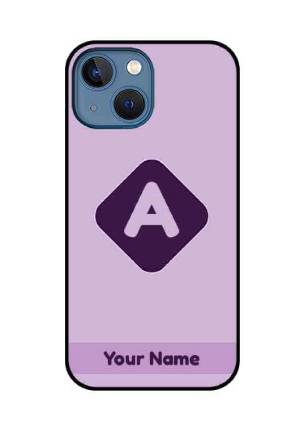 iPhone 13 Mini Custom Glass Mobile Case - Custom Letter in curved badge Design
