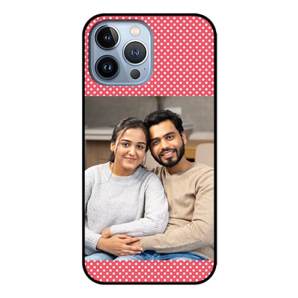 iPhone 13 Pro Max Custom Glass Phone Case - White Dotted Design