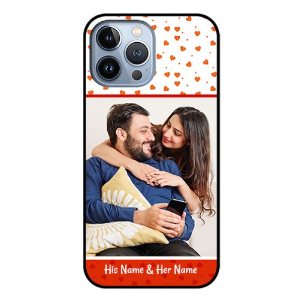 iPhone 13 Pro Max Custom Glass Phone Case - Orange Love Symbol Design iPhone 13 Pro Max Custom Glass Phone Case - Orange Love Symbol Design