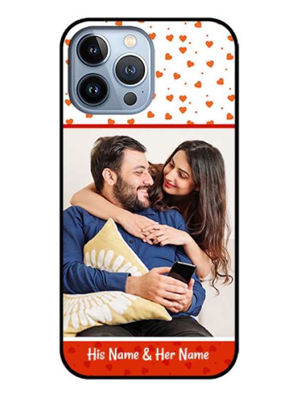 Custom iPhone 13 Pro Max Custom Glass Phone Case - Orange Love Symbol Design