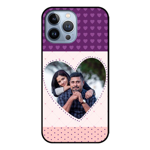 iPhone 13 Pro Max Custom Glass Phone Case - Violet Love Dots Design