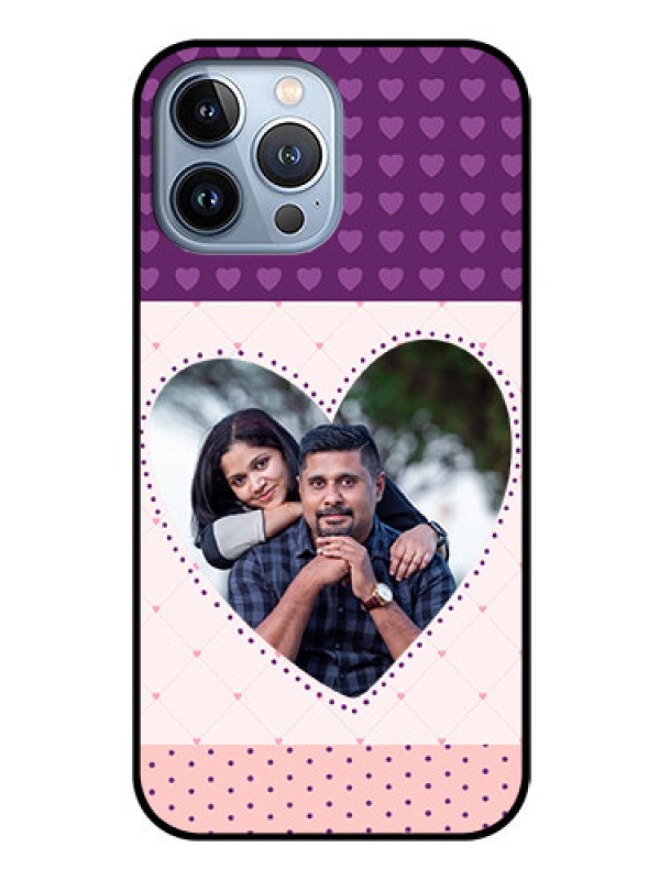 Custom iPhone 13 Pro Max Custom Glass Phone Case - Violet Love Dots Design