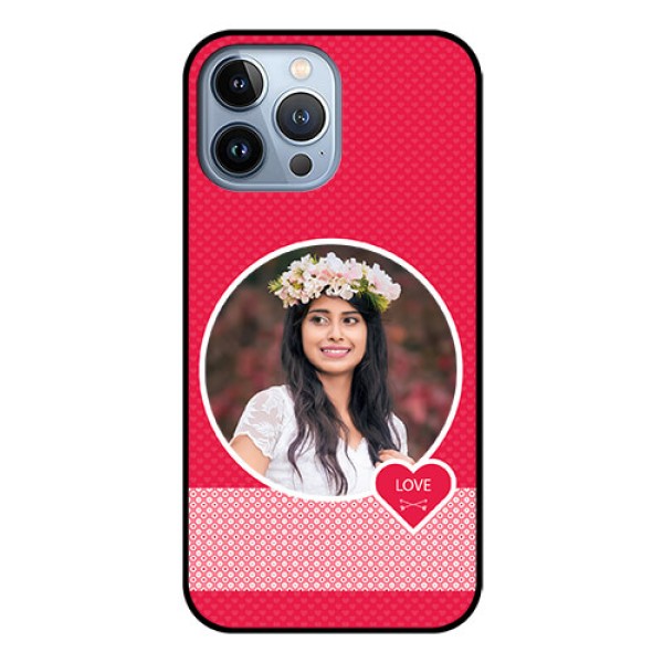 iPhone 13 Pro Max Personalised Glass Phone Case - Pink Pattern Design