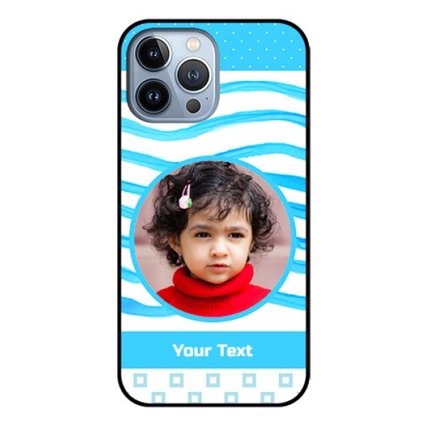 iPhone 13 Pro Max Custom Glass Phone Case - Simple Blue Case Design iPhone 13 Pro Max Custom Glass Phone Case - Simple Blue Case Design