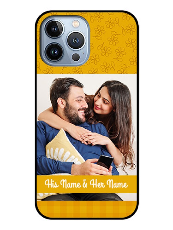 Custom iPhone 13 Pro Max Custom Glass Mobile Case - Yellow Floral Design