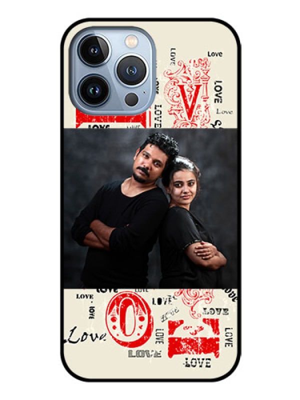 Custom iPhone 13 Pro Max Photo Printing on Glass Case - Trendy Love Design Case