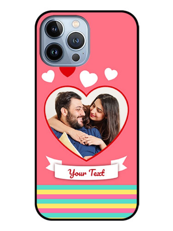 Custom iPhone 13 Pro Max Photo Printing on Glass Case - Love Doodle Design