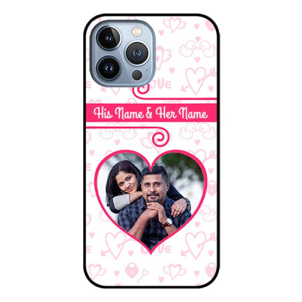 iPhone 13 Pro Max Personalized Glass Phone Case - Heart Shape Love Design iPhone 13 Pro Max Personalized Glass Phone Case - Heart Shape Love Design