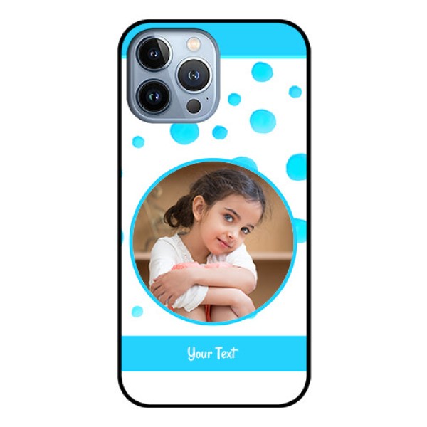 iPhone 13 Pro Max Photo Printing on Glass Case - Blue Bubbles Pattern Design iPhone 13 Pro Max Photo Printing on Glass Case - Blue Bubbles Pattern Design