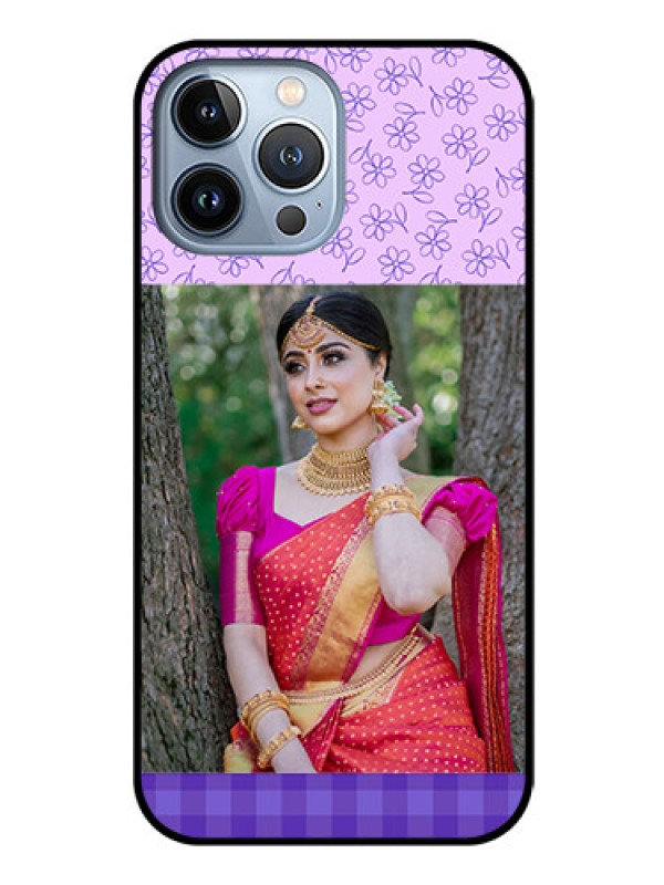 Custom iPhone 13 Pro Max Custom Glass Phone Case - Purple Floral Design