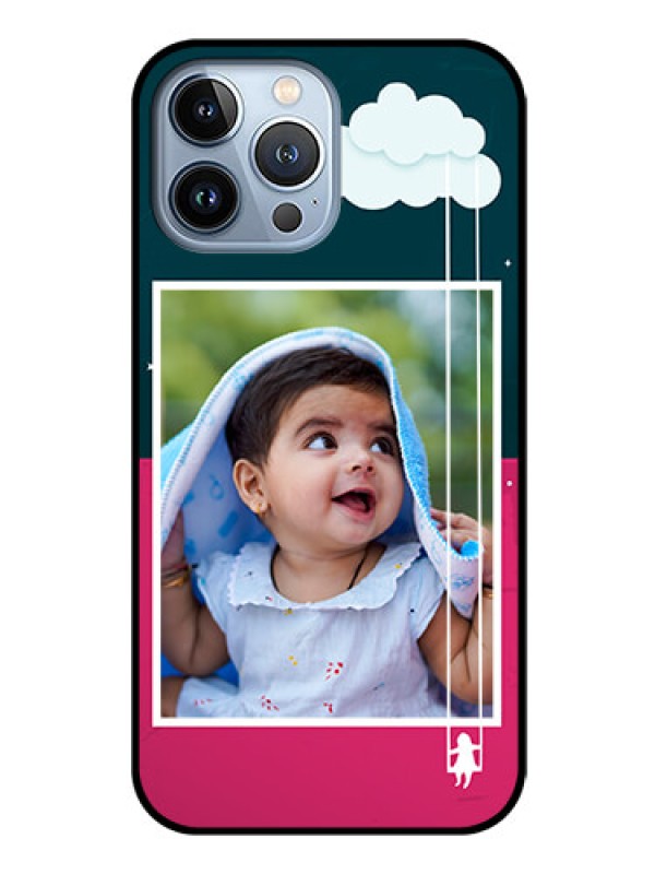 Custom iPhone 13 Pro Max Custom Glass Phone Case - Cute Girl with Cloud Design