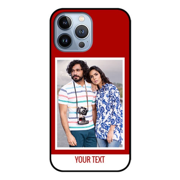 iPhone 13 Pro Max Personalized Glass Phone Case - Simple Red Color Design