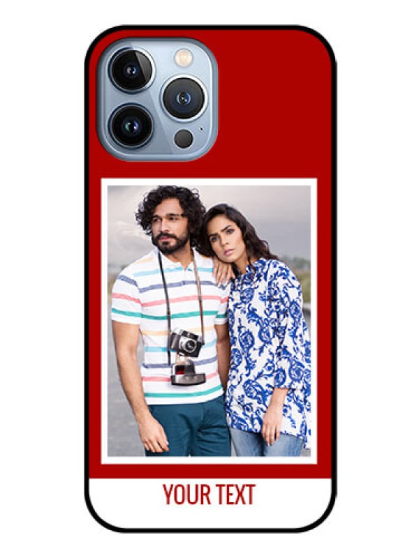 Custom iPhone 13 Pro Max Personalized Glass Phone Case - Simple Red Color Design