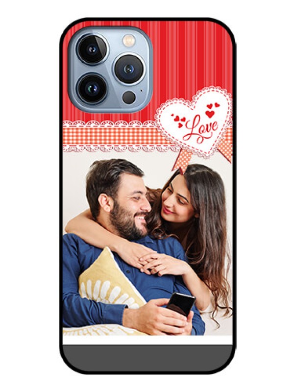 Custom iPhone 13 Pro Max Custom Glass Mobile Case - Red Love Pattern Design