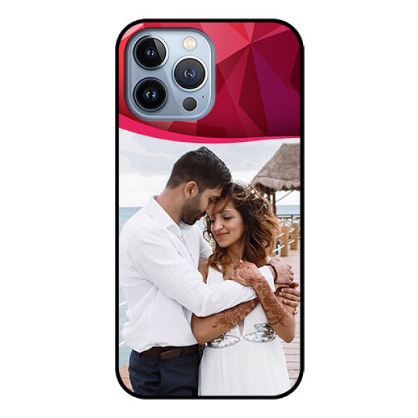 iPhone 13 Pro Max Custom Glass Mobile Case - Red Abstract Design