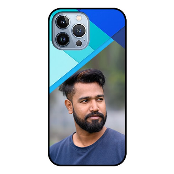 iPhone 13 Pro Max Custom Glass Phone Case - Blue Pattern Design
