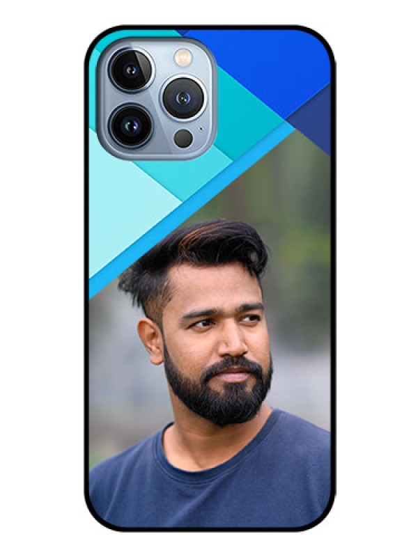 Custom iPhone 13 Pro Max Custom Glass Phone Case - Blue Pattern Design