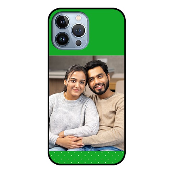 iPhone 13 Pro Max Personalized Glass Phone Case - Green Pattern Design