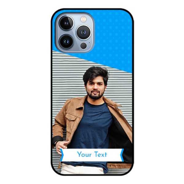 iPhone 13 Pro Max Photo Printing on Glass Case - Simple Blue Color Design