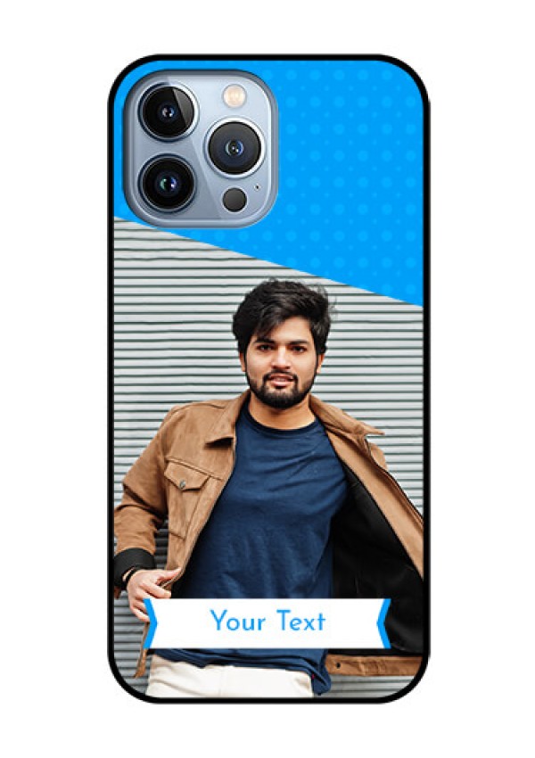 iPhone 13 Pro Max Photo Printing on Glass Case - Simple Blue Color Design
