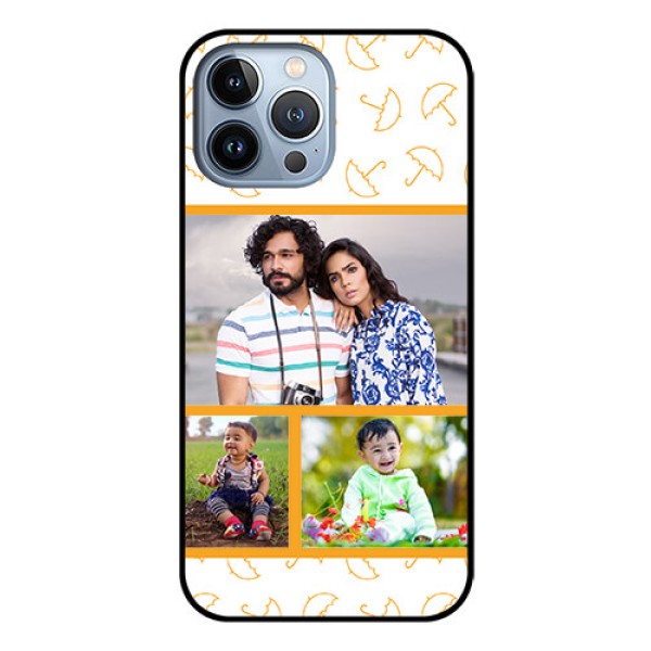 iPhone 13 Pro Max Custom Glass Mobile Case - Yellow Pattern Design