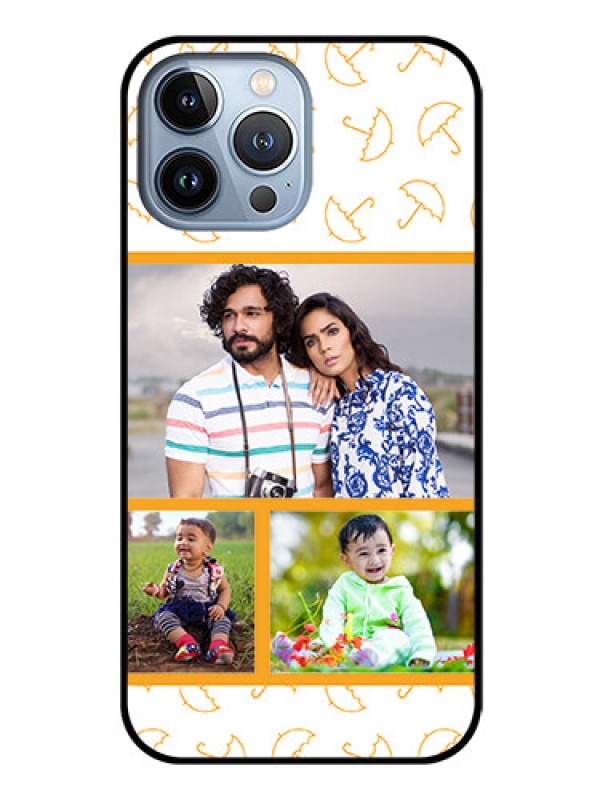 Custom iPhone 13 Pro Max Custom Glass Mobile Case - Yellow Pattern Design