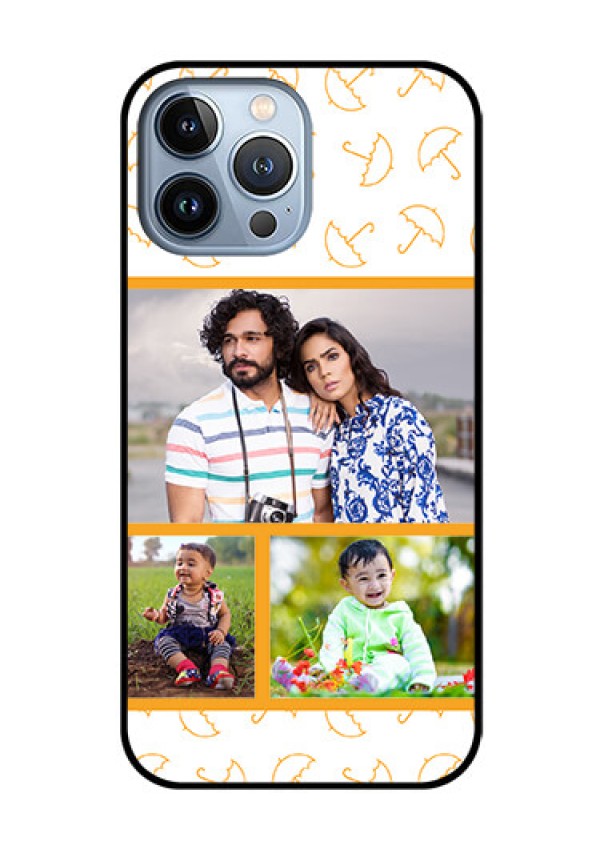 iPhone 13 Pro Max Custom Glass Mobile Case - Yellow Pattern Design