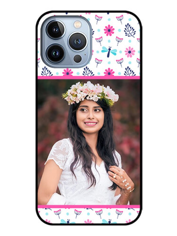 Custom iPhone 13 Pro Max Photo Printing on Glass Case - Colorful Flower Design