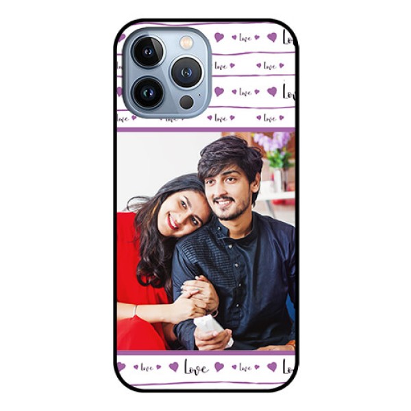 iPhone 13 Pro Max Custom Glass Mobile Case - Couples Heart Design