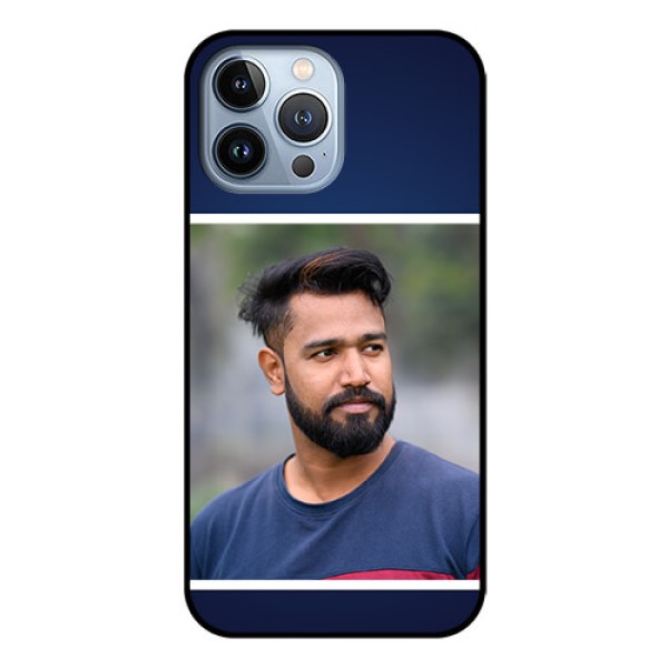 iPhone 13 Pro Max Personalized Glass Phone Case - Simple Royal Blue Design iPhone 13 Pro Max Personalized Glass Phone Case - Simple Royal Blue Design