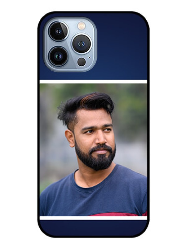 Custom iPhone 13 Pro Max Personalized Glass Phone Case - Simple Royal Blue Design