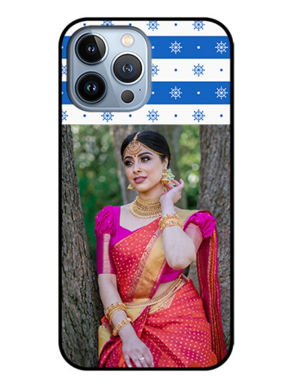 Custom iPhone 13 Pro Max Photo Printing on Glass Case - Snow Pattern Design