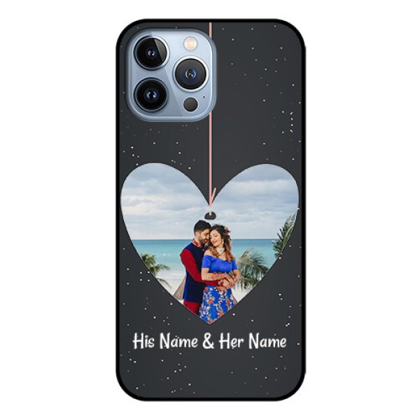 iPhone 13 Pro Max Custom Glass Phone Case - Hanging Heart Design