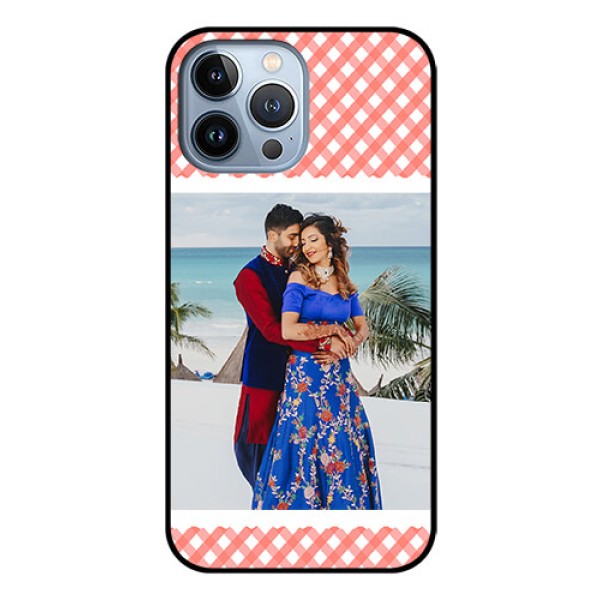 iPhone 13 Pro Max Personalized Glass Phone Case - Pink Pattern Design