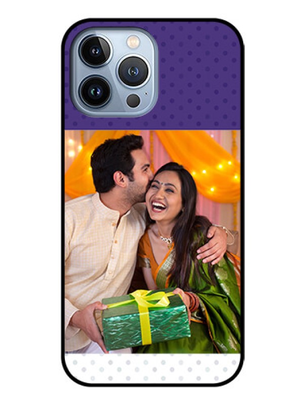 Custom iPhone 13 Pro Max Personalized Glass Phone Case - Violet Pattern Design