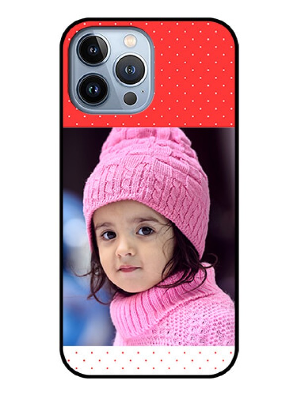 Custom iPhone 13 Pro Max Photo Printing on Glass Case - Red Pattern Design