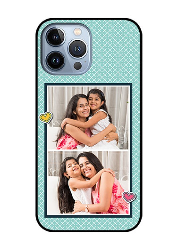 iPhone 13 Pro Max Custom Glass Phone Case - 2 Image Holder with Pattern Design