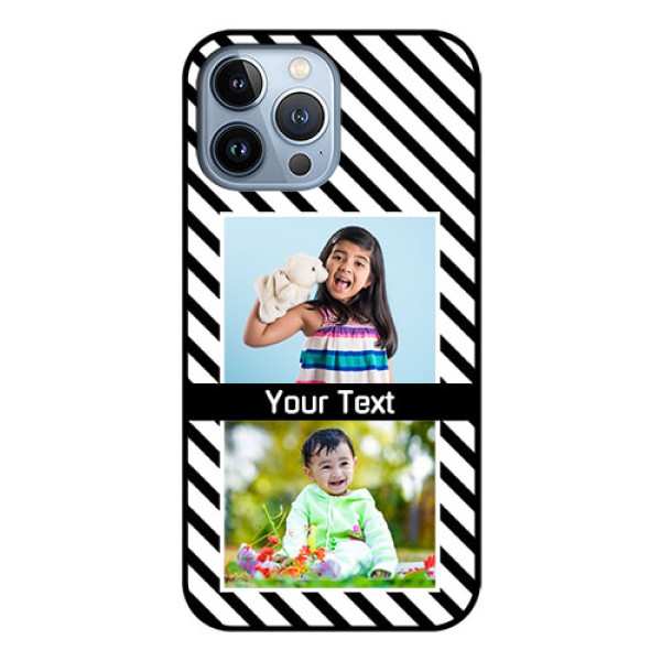 iPhone 13 Pro Max Photo Printing on Glass Case - Black And White Stripes Design