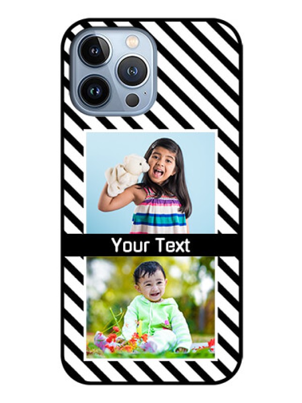Custom iPhone 13 Pro Max Photo Printing on Glass Case - Black And White Stripes Design
