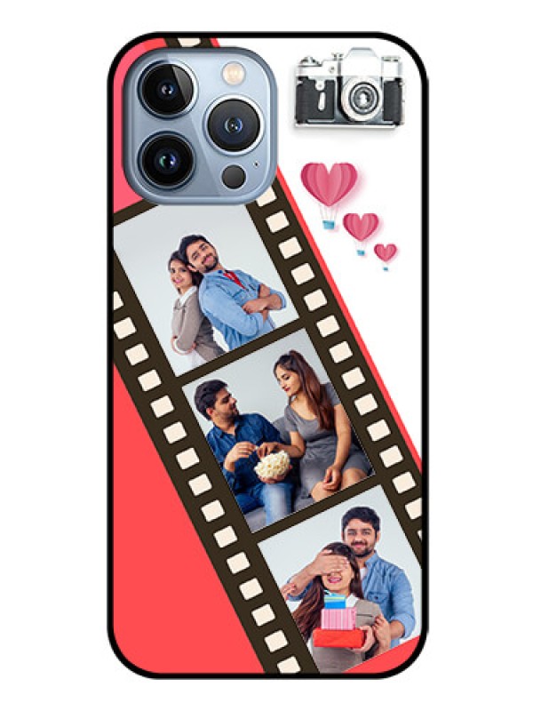 Custom iPhone 13 Pro Max Personalized Glass Phone Case - 3 Image Holder with Film Reel