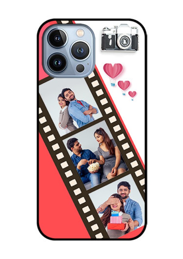 iPhone 13 Pro Max Personalized Glass Phone Case - 3 Image Holder with Film Reel