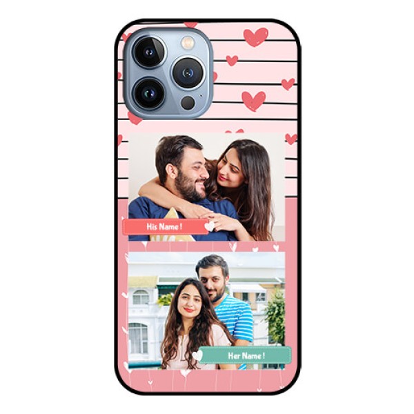 iPhone 13 Pro Max Custom Glass Mobile Case - Photo with Heart Design iPhone 13 Pro Max Custom Glass Mobile Case - Photo with Heart Design