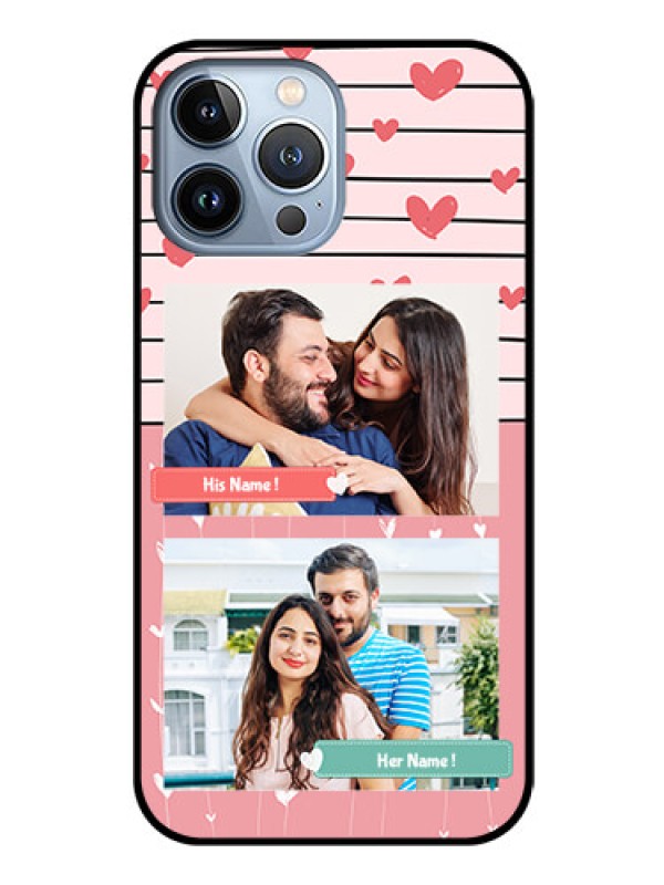 Custom iPhone 13 Pro Max Custom Glass Mobile Case - Photo with Heart Design