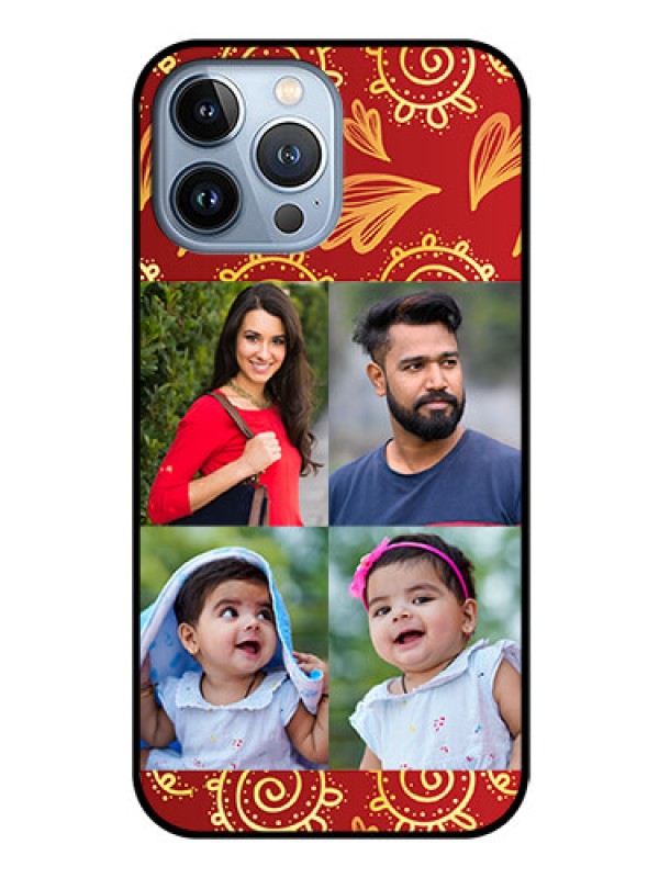 Custom iPhone 13 Pro Max Photo Printing on Glass Case - 4 Image Traditional Design