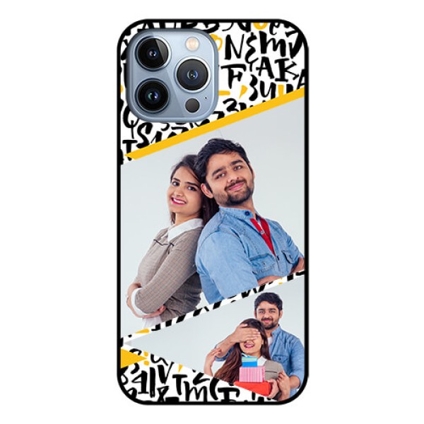 iPhone 13 Pro Max Custom Glass Mobile Case - Letters Pattern Design