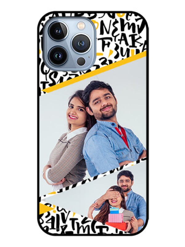 Custom iPhone 13 Pro Max Custom Glass Mobile Case - Letters Pattern Design
