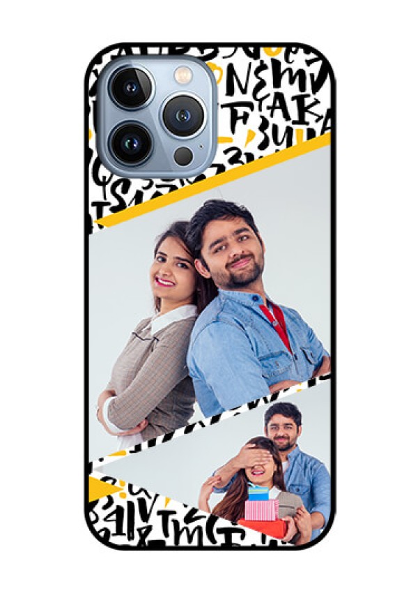 iPhone 13 Pro Max Custom Glass Mobile Case - Letters Pattern Design