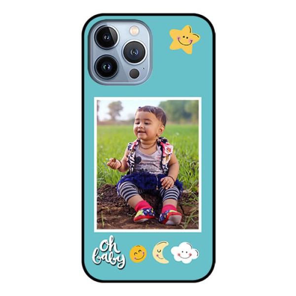 iPhone 13 Pro Max Personalized Glass Phone Case - Smiley Kids Stars Design iPhone 13 Pro Max Personalized Glass Phone Case - Smiley Kids Stars Design